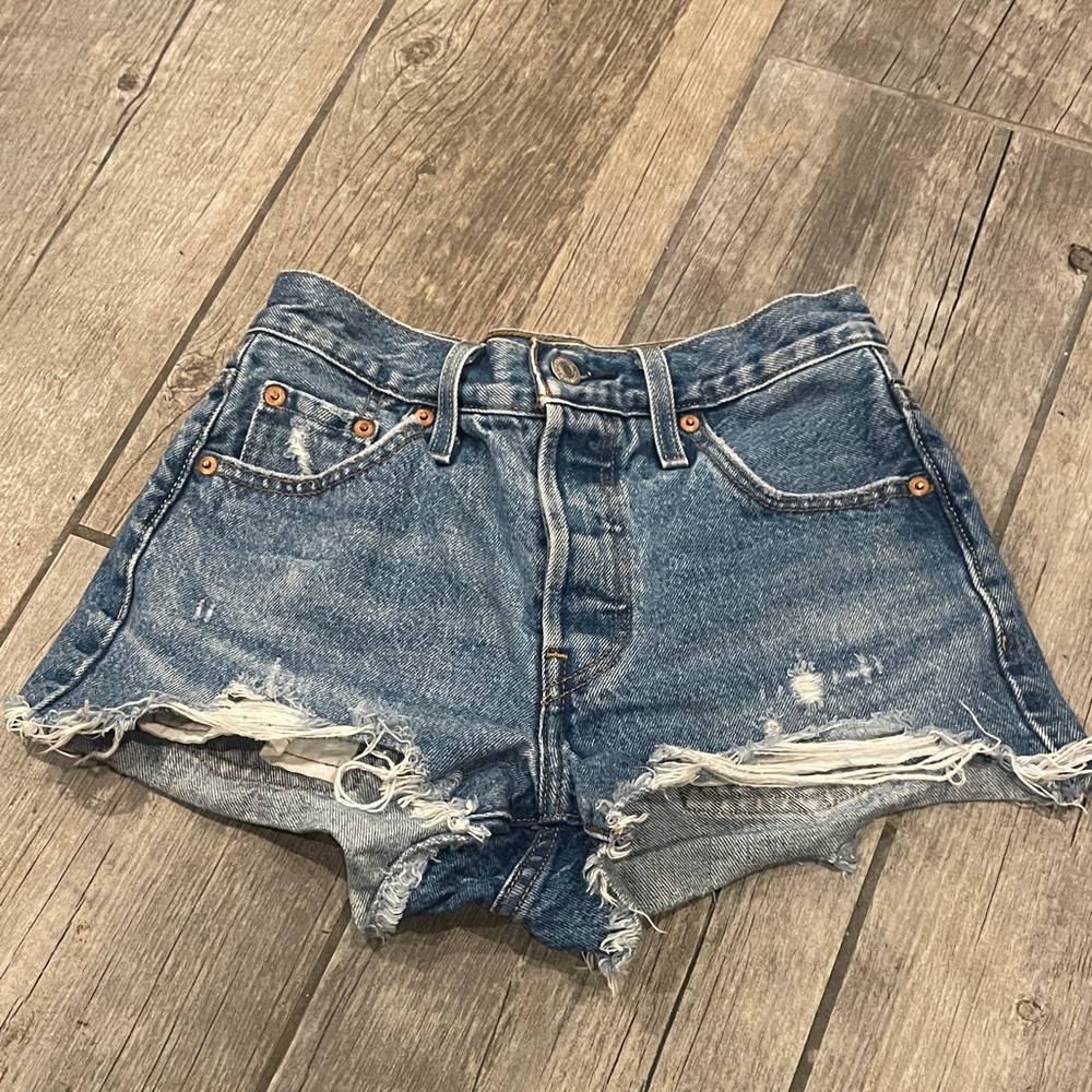 Levi's Blue Distressed Jean Shorts